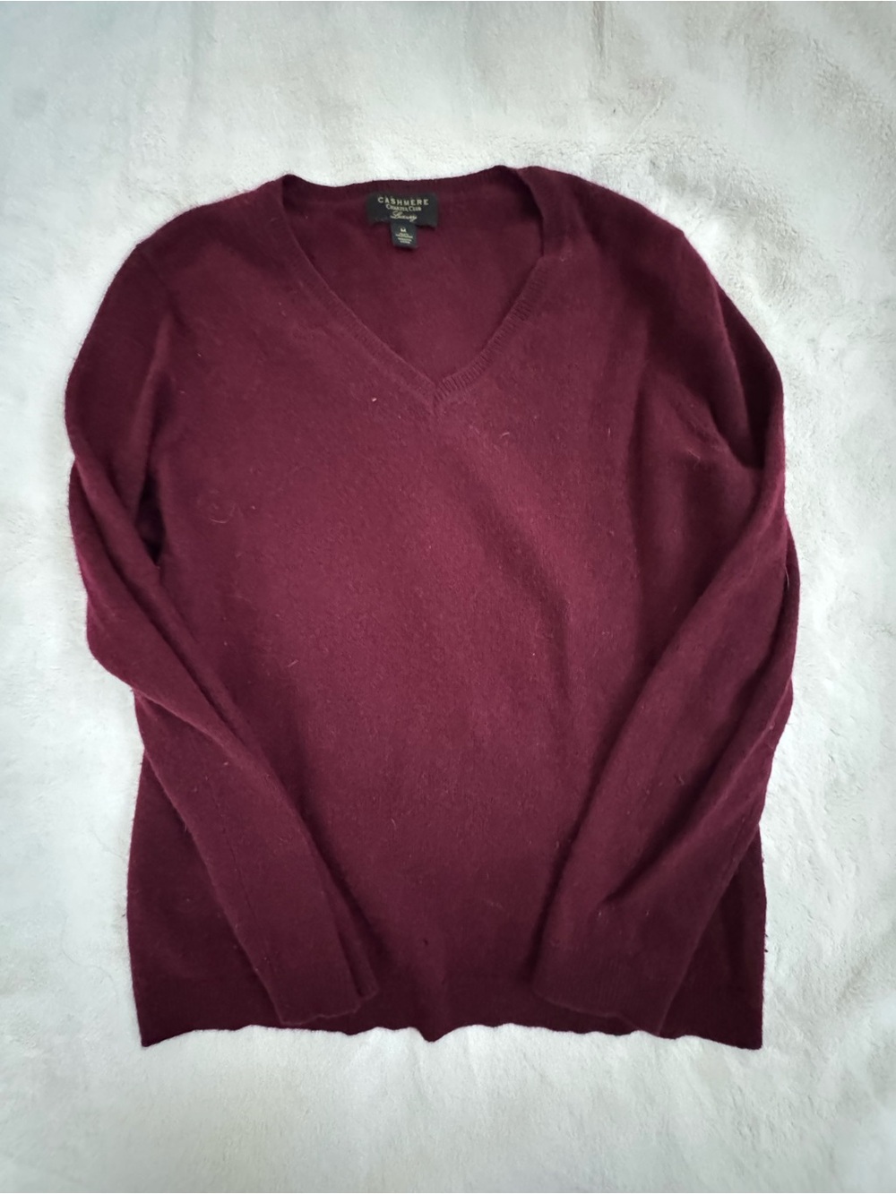 Charter Club 100% Cashmere V-Neck Sweater - Burgundy